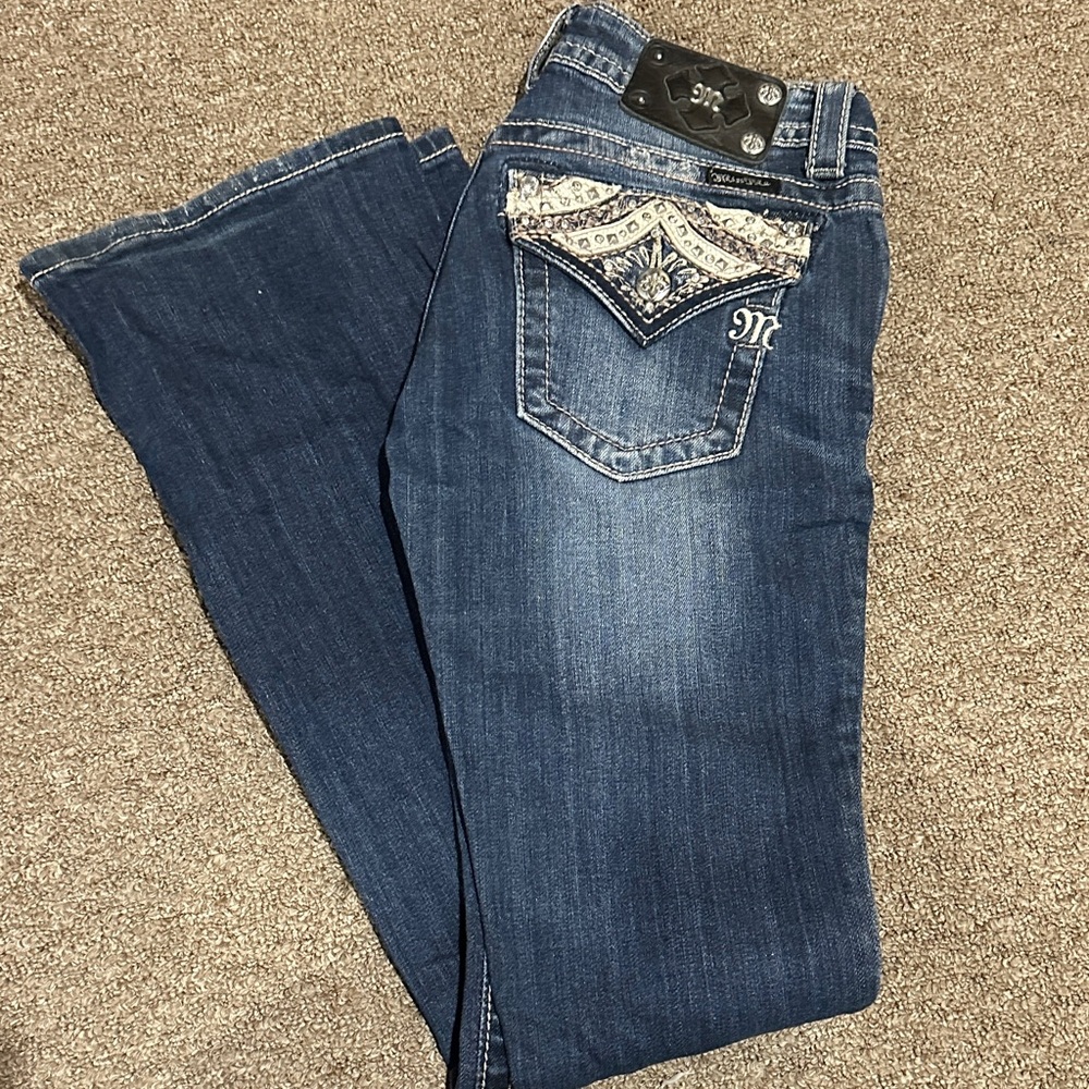 Miss Me Indigo Boot Cut Jeans with Embroidered Pocket Flap
